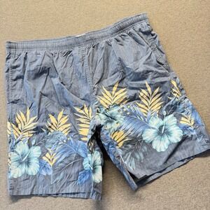 Speedo Mens Blue Tropical Hibiscus Floral Swim Trunks Board Shorts Size 38/40